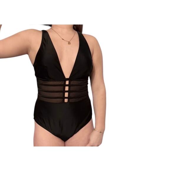 NEW Cupshe SWIMSUIT Women's LG 1PC Bathing Suit Tummy Control Mesh Adj. Straps - Picture 2 of 15